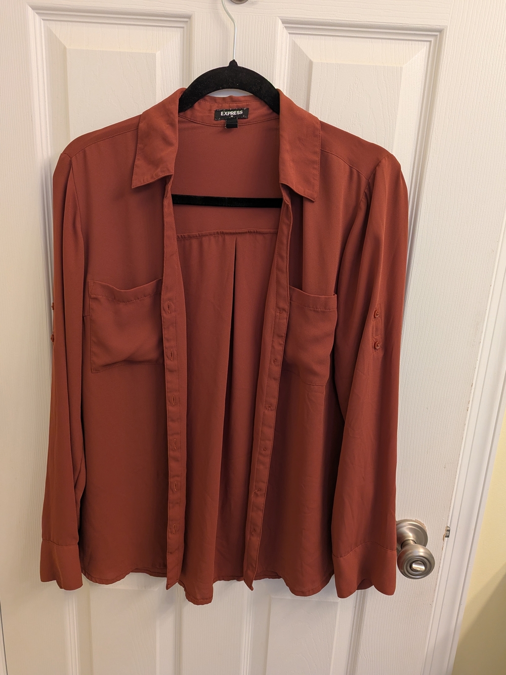 Express Women's Rust Button-Front Shirt